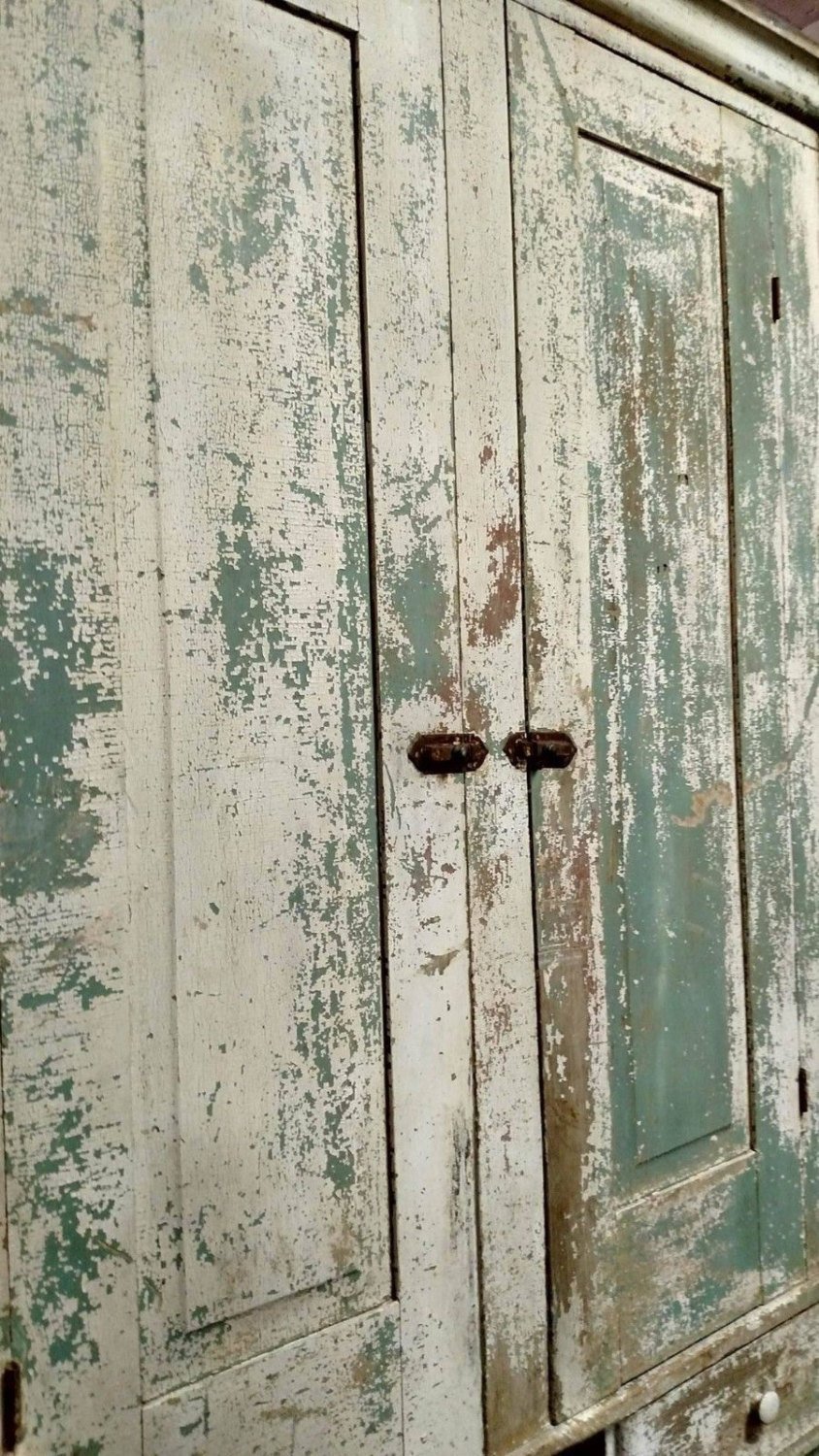 Farmhouse Antique Primitive Early Large Old Step back Cupboard Cabinet Paint