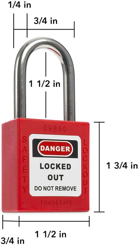 LOCKOUT TAGOUT LOCK, RED, SAFETY-COMPLIANT SAFETY LOCKS FOR LOCK OUT TAG OUT