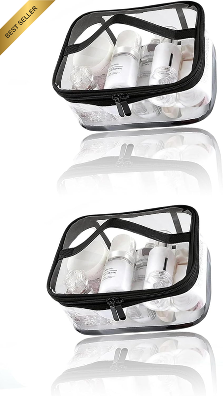 Honwor Travel Essential: 2-Pack Clear Waterproof Toiletry Bags with Handle & Zip