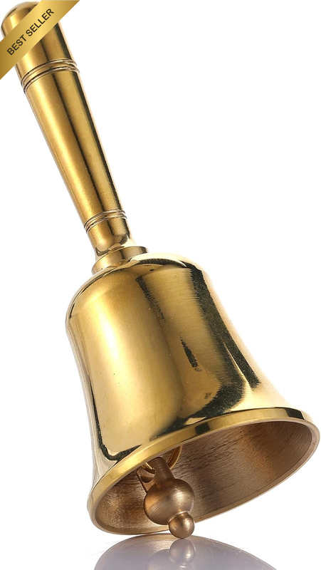 Super Loud Solid Brass Small Hand Call Bell for Ringing at Wedding, Hand Bells f