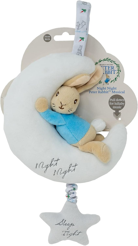 Peter Rabbit Musical Night Toy Baby Cot Plush Lullaby Soother Beatrix Potter