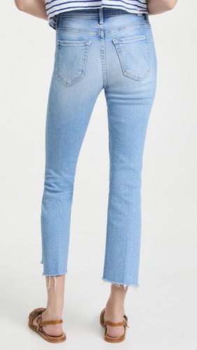 Pre-owned Na Mother Women Insider Crop Jeans Limited Edition Raw Cuffs Distressed Edges Blue