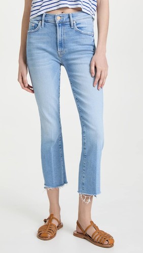 Pre-owned Na Mother Women Insider Crop Jeans Limited Edition Raw Cuffs Distressed Edges Blue