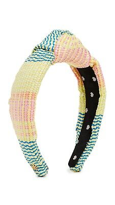 LELE SADOUGHI Rafia Embroidered Knotted Headband Taffy Rainbow MSRP $95