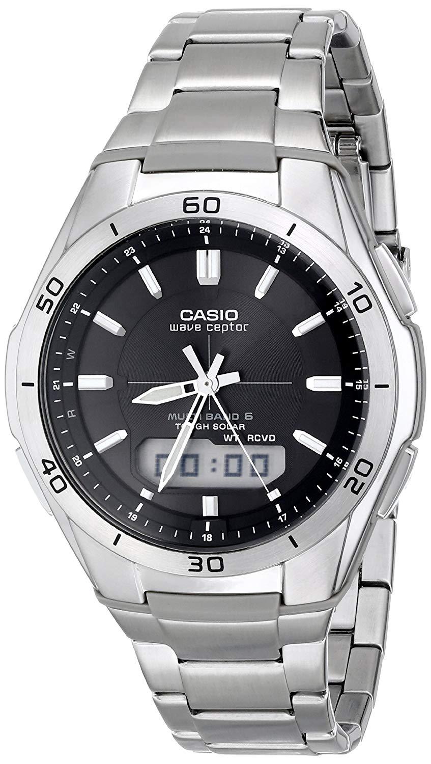 Casio Wave Ceptor Men's Solar Silver-Tone Bracelet 43mm Watch WVAM640D-1A 79767985127 | eBay