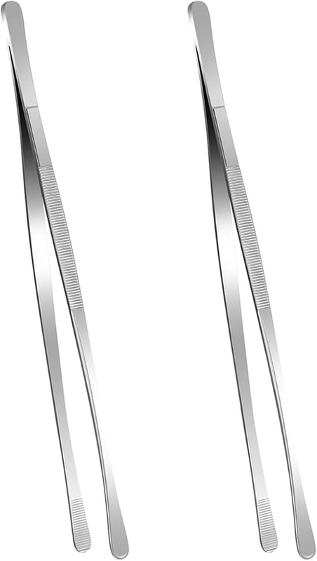 2 Pieces 12 Inch Stainless Steel Kitchen Tongs, Kitchen Tweezers Cooking Tweezer