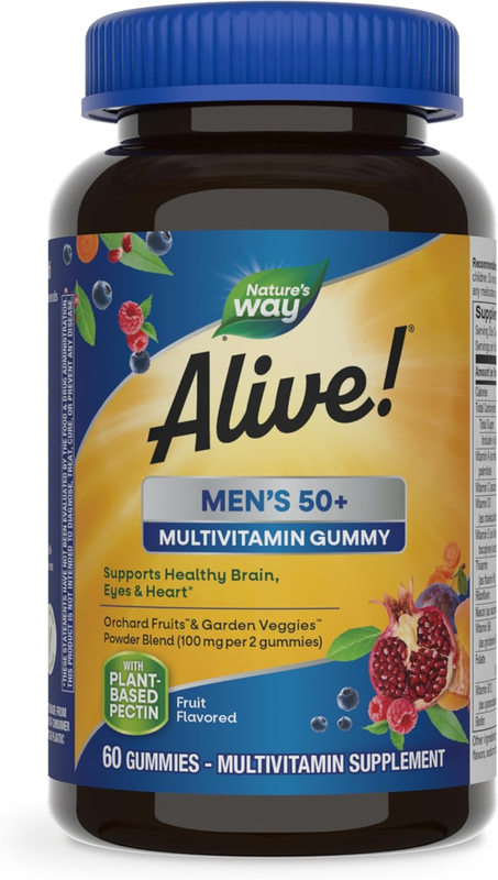 Nature’s Way Alive! Men’s 50+ Daily Gummy Multivitamins, Supports Healthy Brain