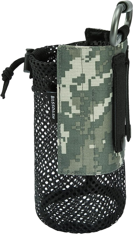 Tactical Molle Water Bottle Pouch with Carabiner Foldable Mesh Holder Bag for T