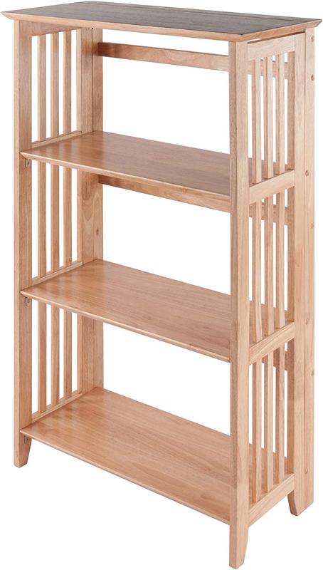 Folding Book Case Shelf Foldable 4 Tier Wood Shelves Rack Fo