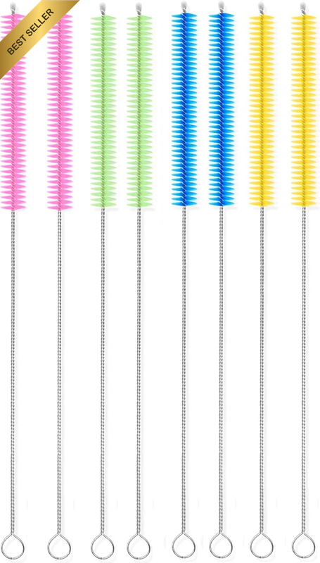 Straws Cleaner Brush with High Density Nylon Bristles & Stainless Handle & Hangi