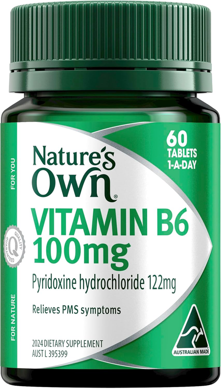 Nature’S Own Vitamin B6 100Mg Tablets 60 - Vitamin B Reduces PMS Symptoms - Supp