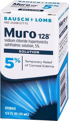 Muro 128 Eye Drops, Temporary Relief for Corneal Edema, 5% Solution, 0.5 Fl Oz