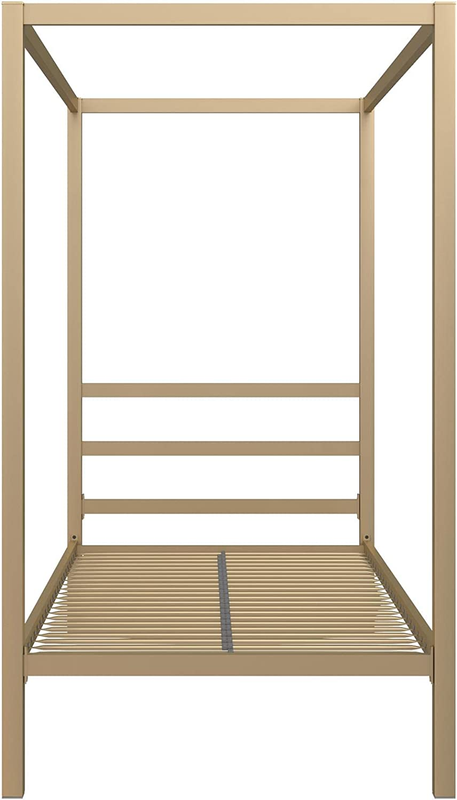 Platform Bed With Minimalist Headboard And Four Poster Desig