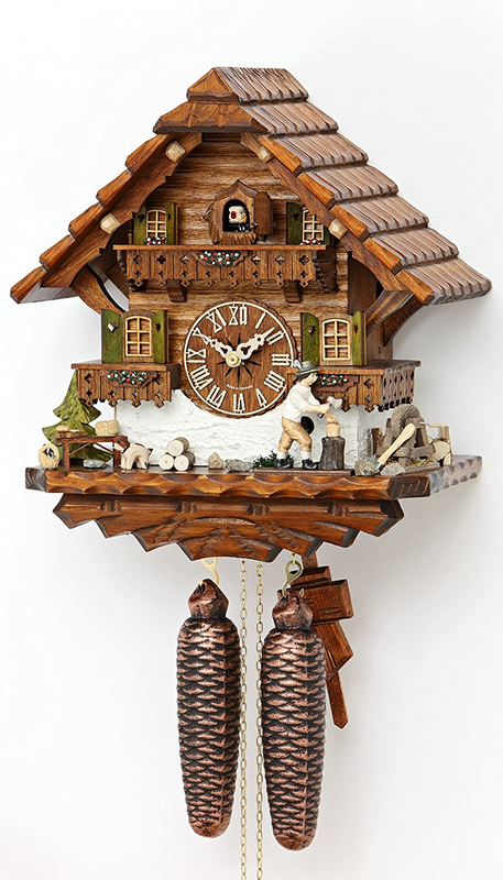 Cuckoo Clock Black Forest House with Moving Wood Chopper
