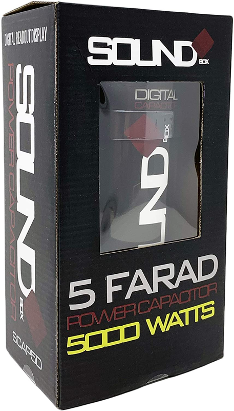 SoundBox SCAP5D, 5 Farad Digital Capacitor for Car Audio - 5000 Watts