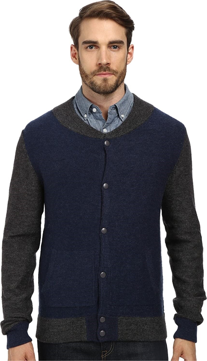 7 Diamonds 241468 Mens Miller Long Sleeves Sweater Cardigan Navy Size Large
