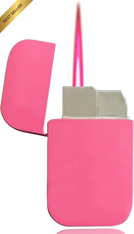 Lighter, Pink Flame Cool Lighter, Cute Pink Torch Windproof Lighter, Metal Refil