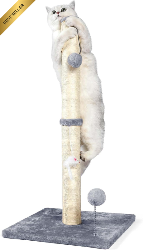 32" Tall Cat Scratching Posts for Indoor Cats, 3-In-1 Cat Scratching Post with P