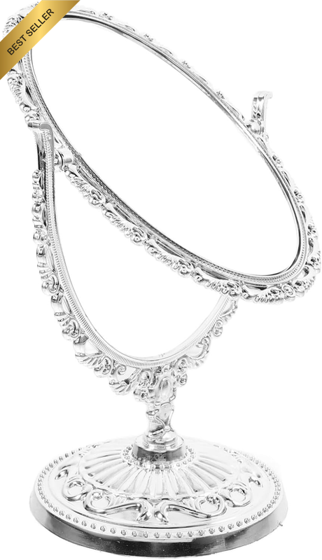Vintage Double Sided Swivel Vanity Mirror Floral Lace Portable European