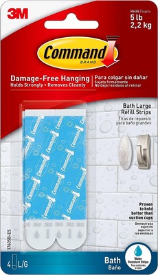 Command Bath Large Water-Resistant Adhesive Refill Strips, 4-Large Str