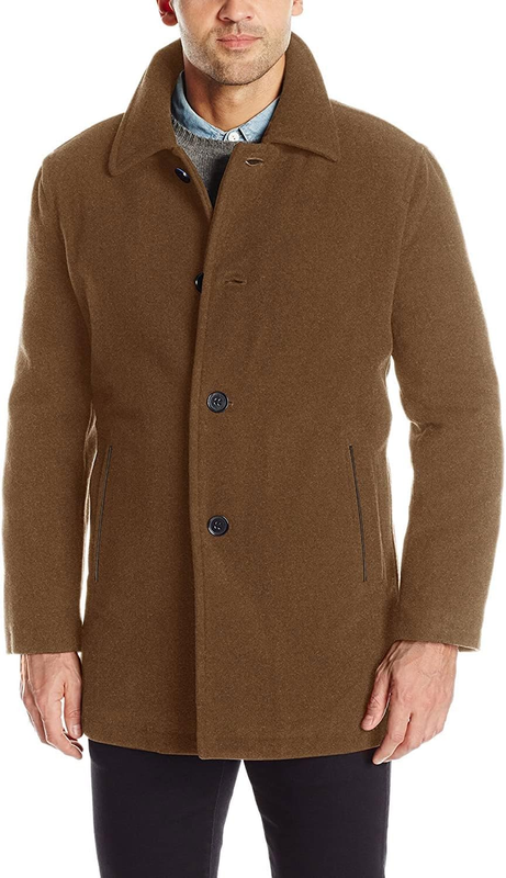 Cole Haan mens Button Up Wool Plush Car Coat