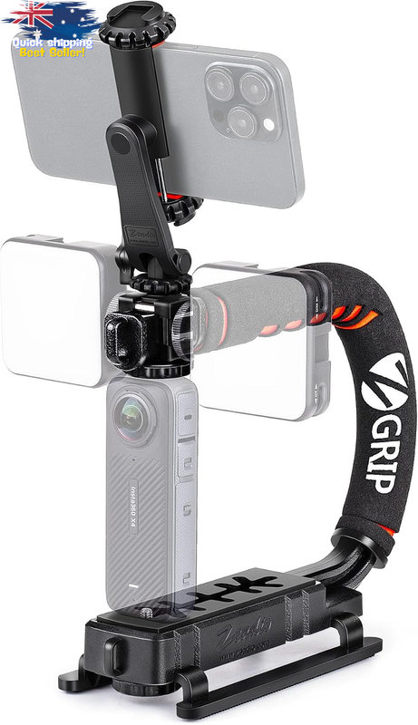 Handheld Video Stabilizer, 360° Ball Head, Cold Shoe Grip for DSLR/Smartphone