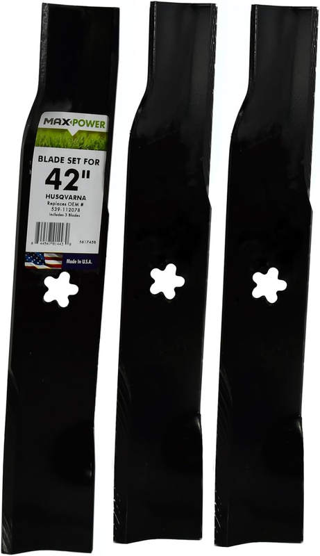 3 Blade Set for 42" Craftsman Husqvarna Poulan Mower 539112078