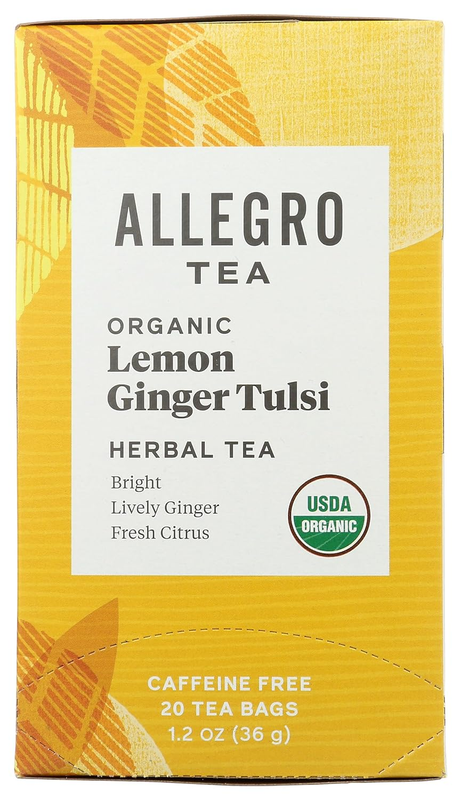 Organic Lemon Ginger Tulsi Tea Bags Ct