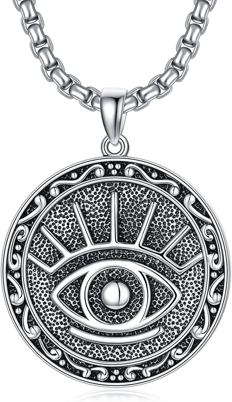 Evil Eye Necklace Sterling Silver Evil Eye Pendant with 22”+