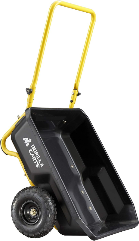 Gorilla GCR-4 Poly Dump Cart 2-Wheel Garden Wagon  Foldable Handle 300 lb. Cap