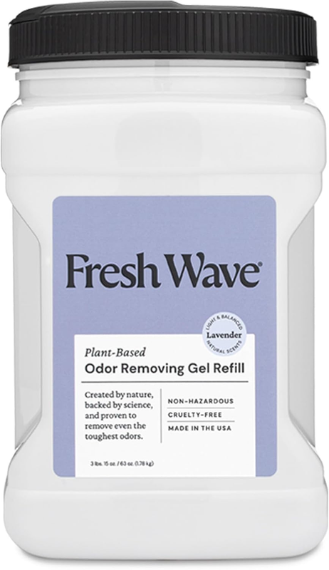 Lavender Odor Removing Gel Refill, 63 Oz. - Safer Odor Absorbers for Home, Natural Plant-Based Odor Eliminator, Every 15 Oz. Lasts 30-60 Days, for Cooking, Trash & Pets