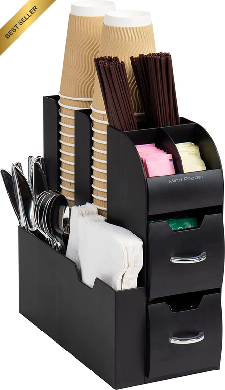 Coffee Condiment and Accessories Caddy Organizer, Black