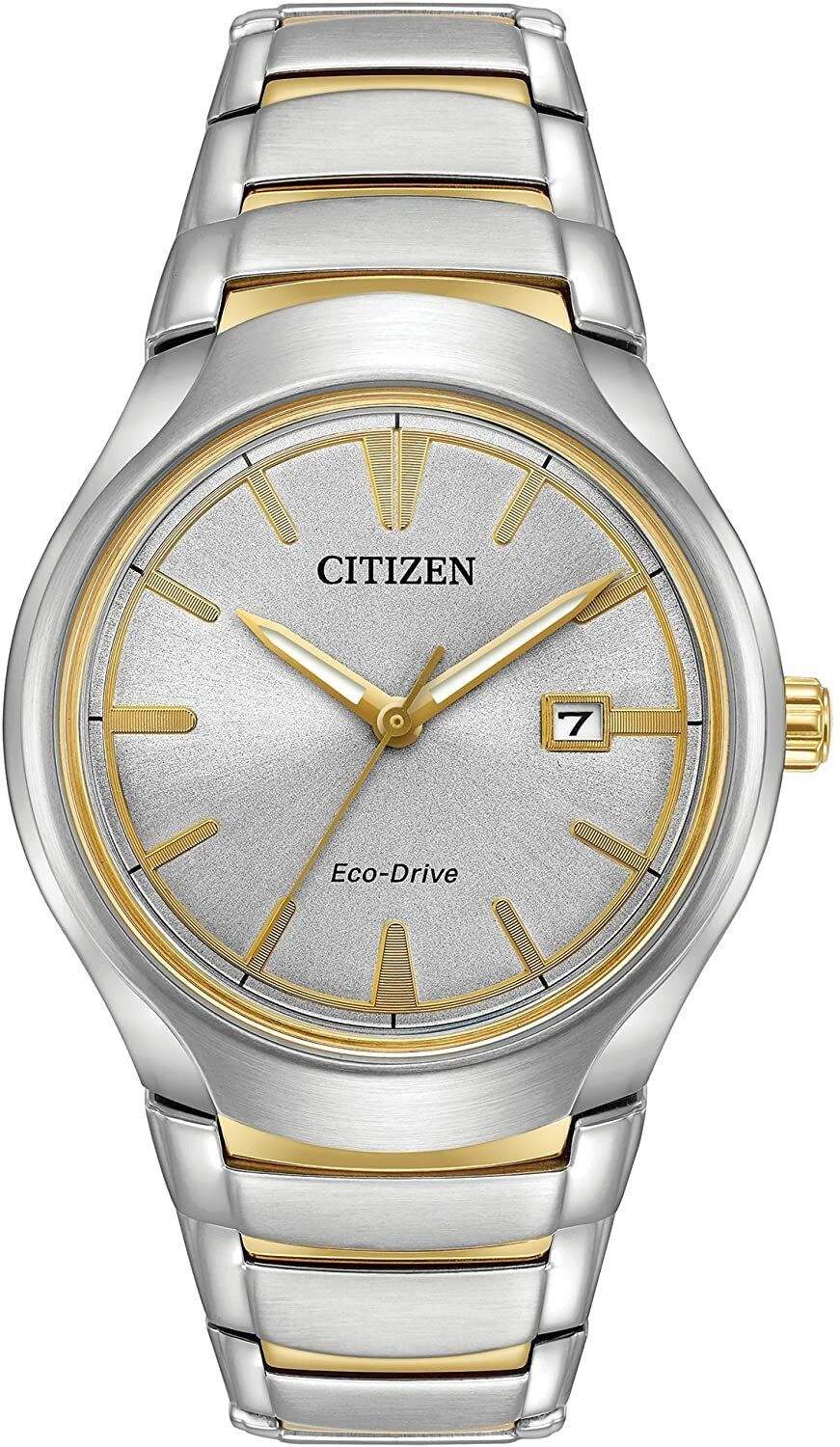 Pre-owned Citizen Eco-drive Paradigm Aw1554-59h Two Tone Silver Date Dial Mens Dress Watch