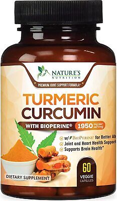 Turmeric Curcumin Highest Potency 95% 1950mg with BioPerine Black Pepper Extract