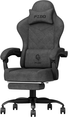 Gaming Chair, Gaming Chairs for Adults with Footrest, Lumbar Support, Fabric Com