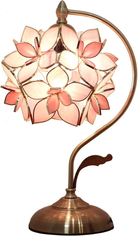 ティファニースタイルテーブルランプ電気スタンドガラスランプ\r ピンクの花3本8 $_3.PNG