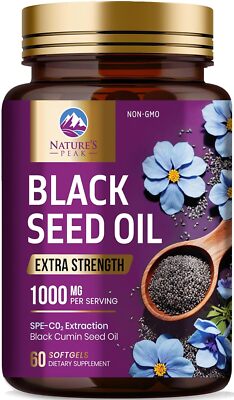 Black Seed Oil Softgels 1000mg - Premium Extra Strength Nigella Sativa