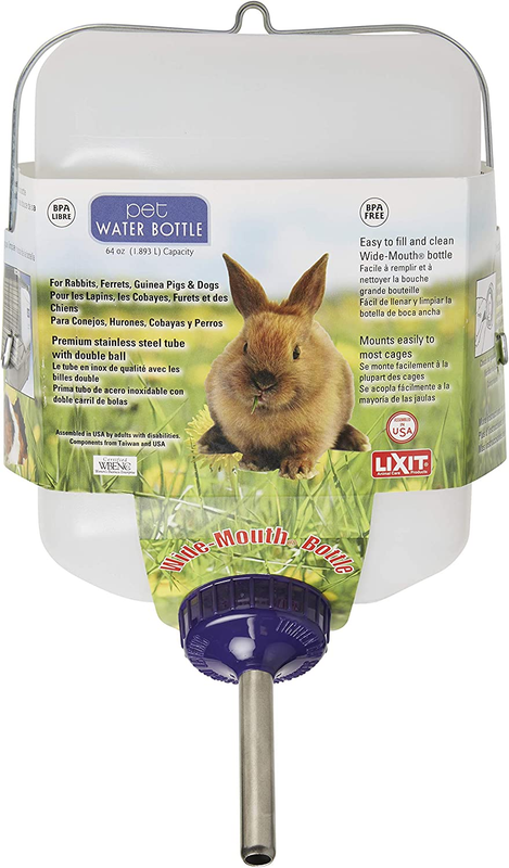 Lixit 64Oz / Half Gallon Weather Resistant Water Bottle for Rabbits and Other