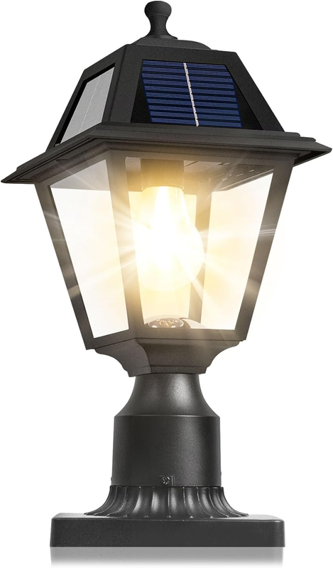 Dusk to Dawn Solar Lamp Post Light Fixture with Pier Mount Base, Aluminium Sola
