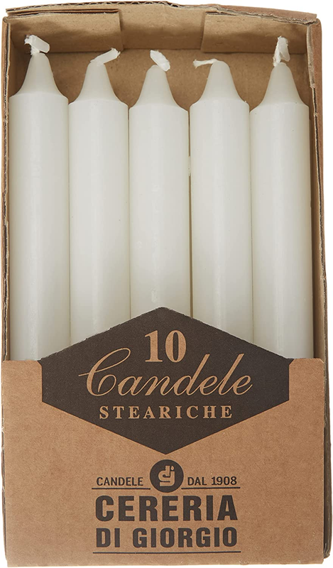 Candele Steariche Bianche 10 Pezzi | 1.8x1.8x15 Cm | Senza Fumo E Senza Colature | Fatte In Italia - Foto 10
