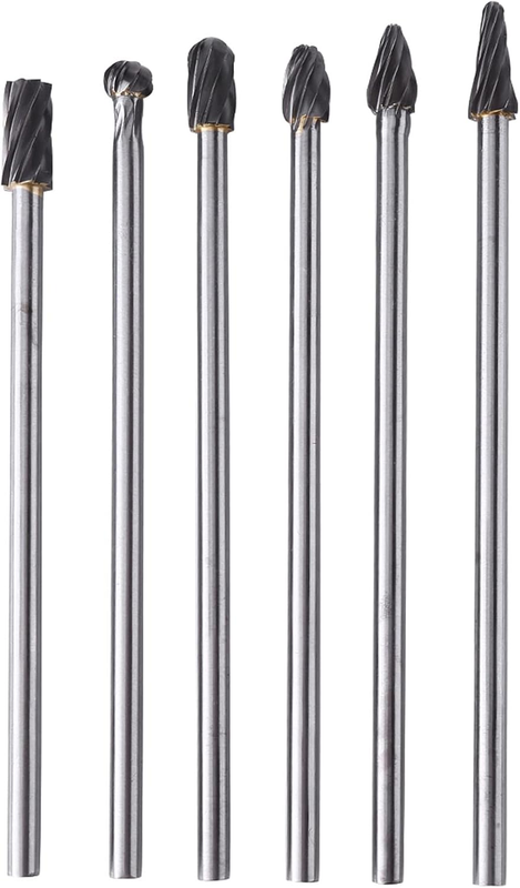 6Pcs Tungsten Carbide Burr Set 6Mm Shank 10Mm Cutting Diameter for Metal Wood St