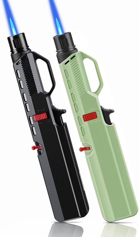 2 Pack of Torch Lighter, Jet Flame Lighter Refillable Butane Gas with Visible Fu