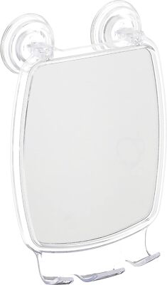 iDesign Plastic Power Lock Suction Shower Shaving Mirror with Razor Holder,