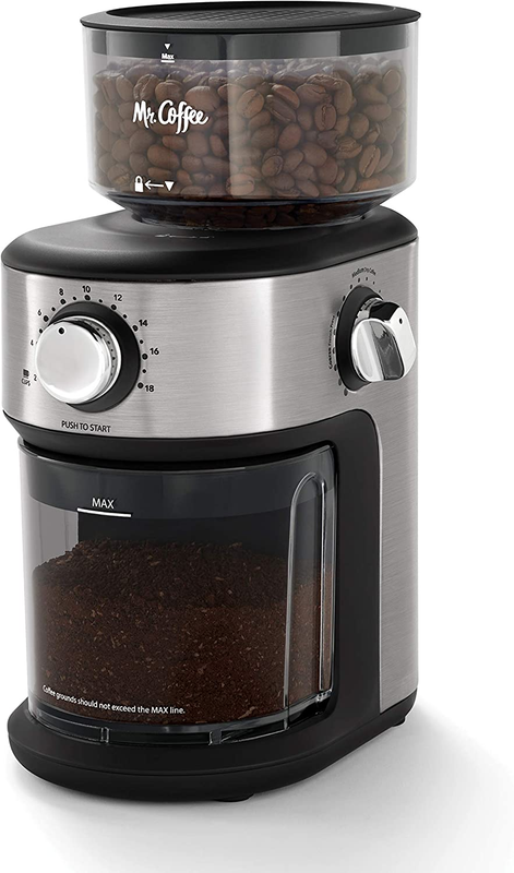 Mr. Coffee Burr Coffee Grinder, Automatic Grinder with 18 Presets for French Pre