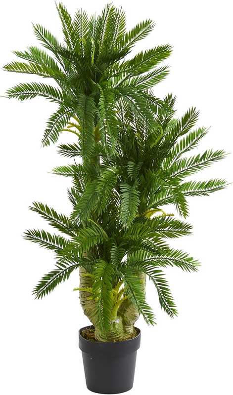 Triple Potted Cycas Artificial Silk Plants, Green