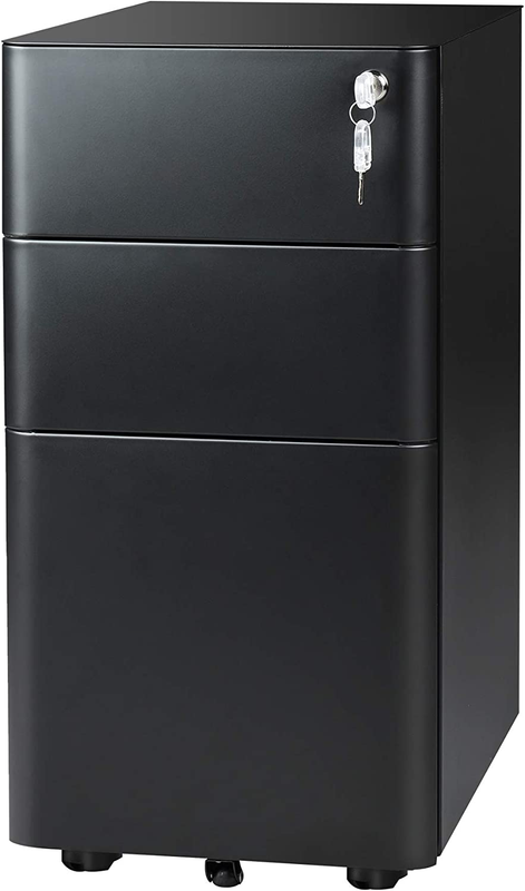 DEVAISE 3-Drawer Slim File Cabinet, Vertical Filing Cabinet, Fully Assembled exc