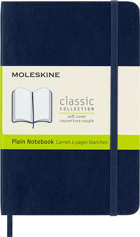 Classic Soft Cover Notebook - Plain - Pocket - Sapphire Blue, (QP613B20)