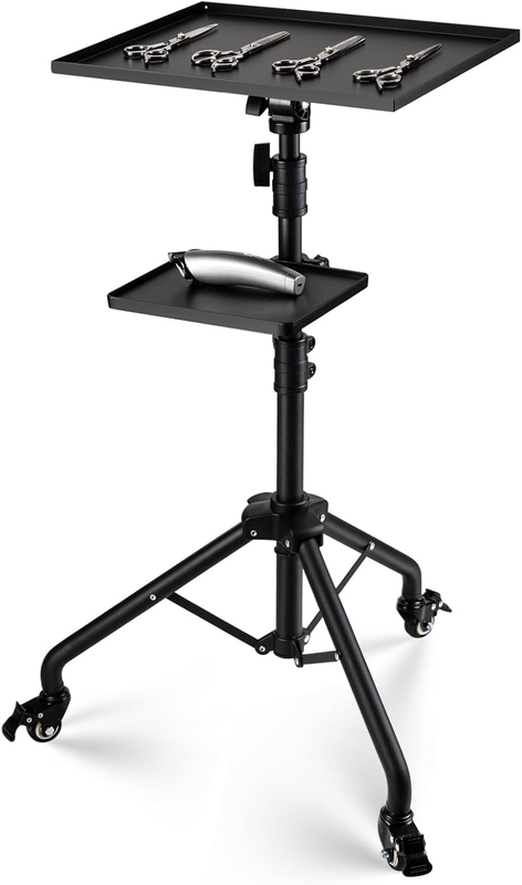 Salon Tray Cart on Wheels with Storage Platform, Height Adjustable Salon Service