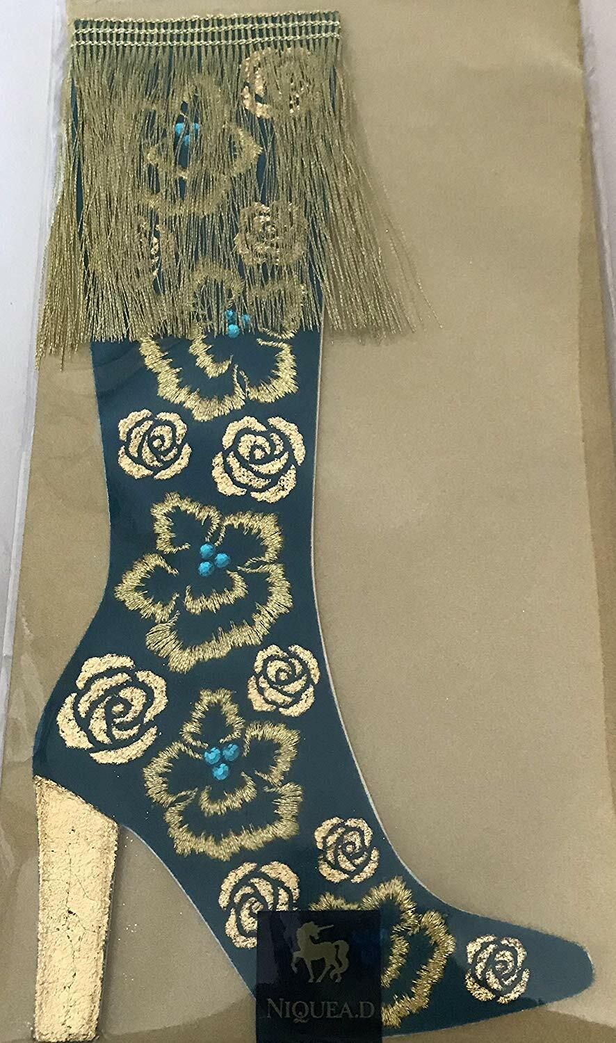 Niquea.d Tall Embroidery Shaped Boot with Fringes Blank Card Niquea.d Tall Embroidery Shaped Boot with Fringes Blank Card