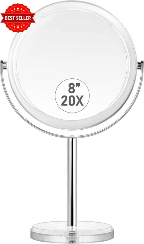 20X Magnifying Makeup Mirror 1X Double Sided 8 Inch 360° Tabletop Stand